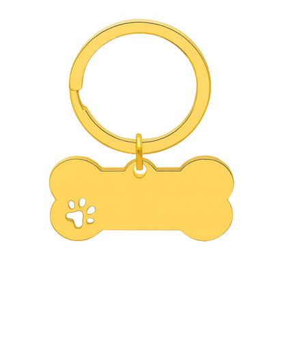 Dog Bone Paw Print Pet ID Tag